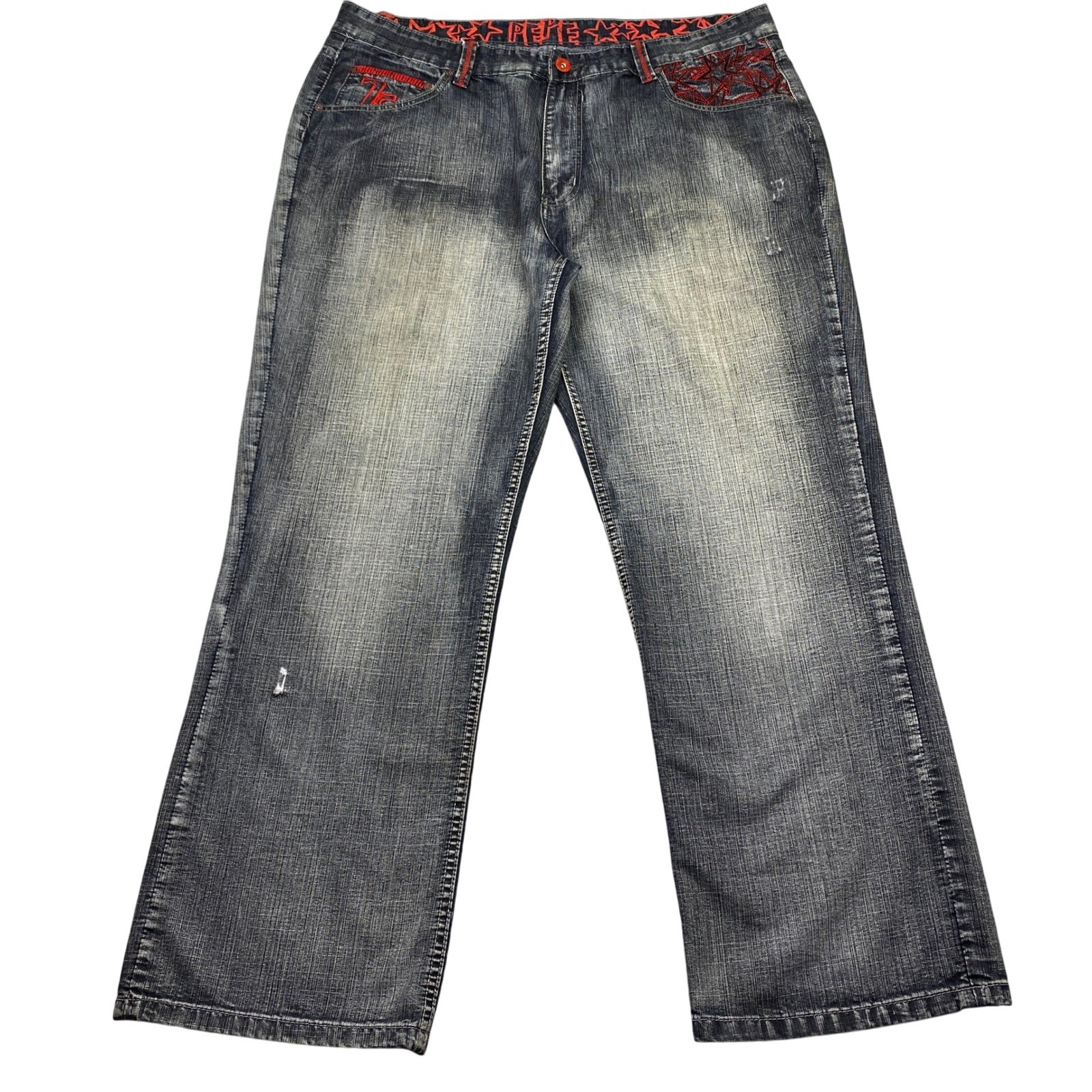 VTG Pepe Jeans London Mens Grey Straight Leg Embroidered Pockets Sz 42 Y2K Retro