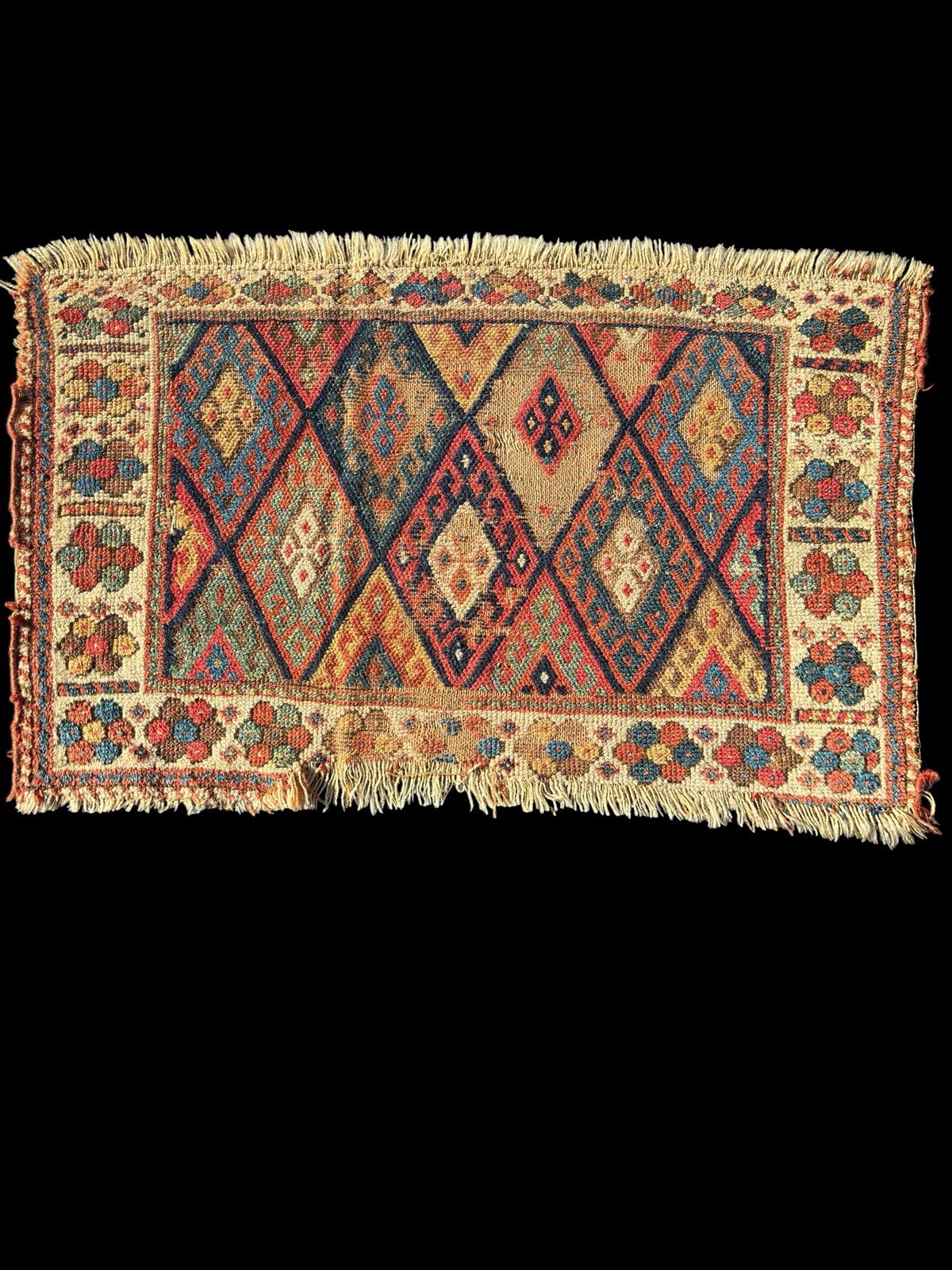 LATE 19TH CENTURY ANTIQUE HANDMADE COLLECTIBLE KURDISH RUG 1’8X2’10