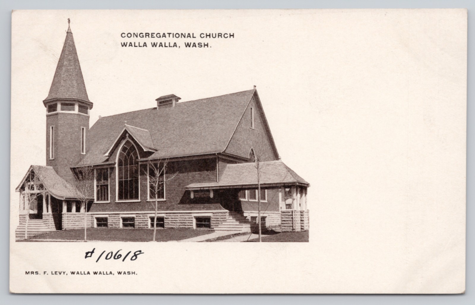 Congregational Church Walla Walla WA Undivided Back Antique Postcard