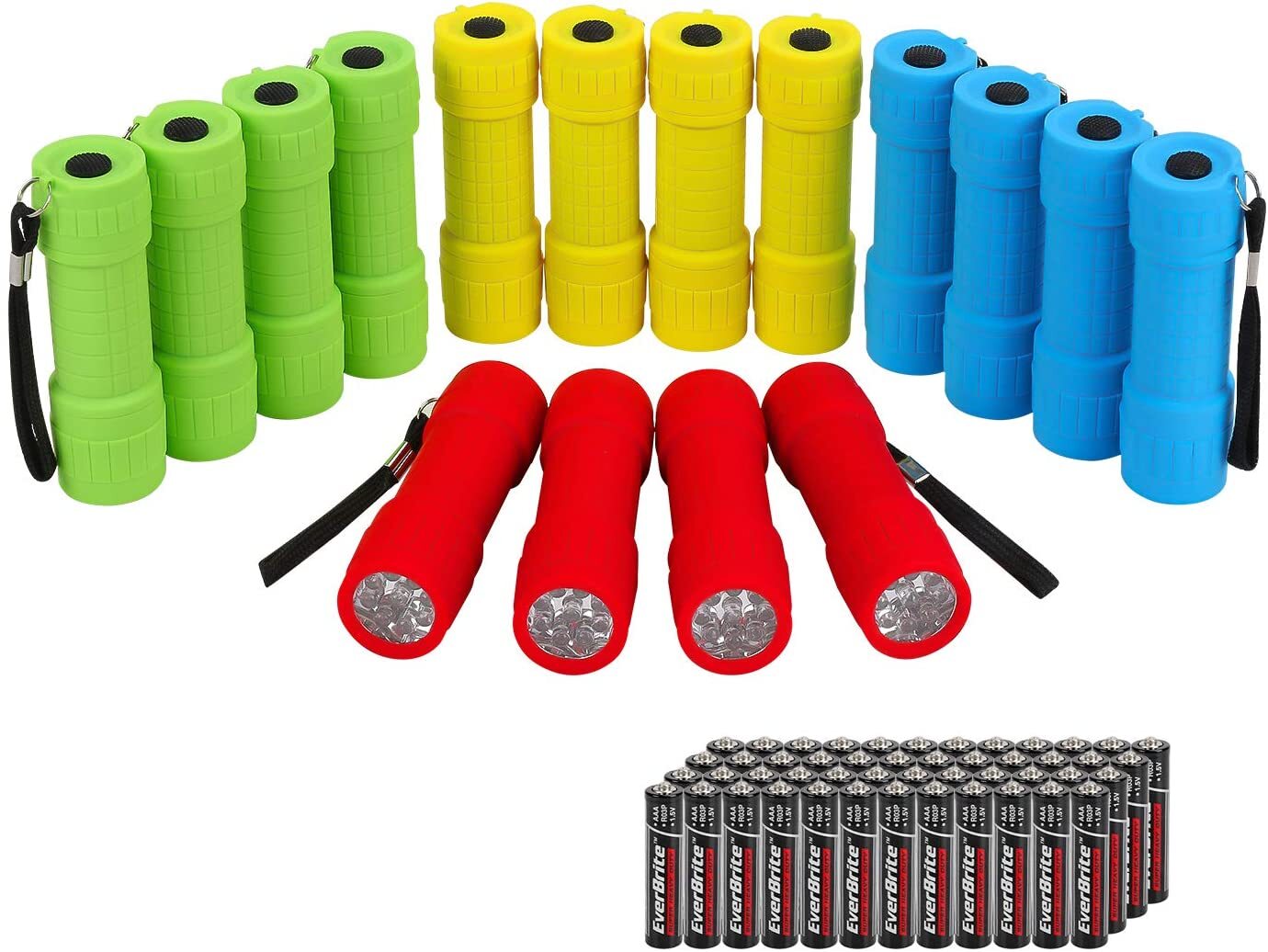 EverBrite 16-Pack Mini LED Flashlight Set Assorted w/48PC AAA Batteries 4 Colors EverBrite 16-Pack Mini LED Flashlight Set Assorted w/48PC AAA Batteries 4 Colors