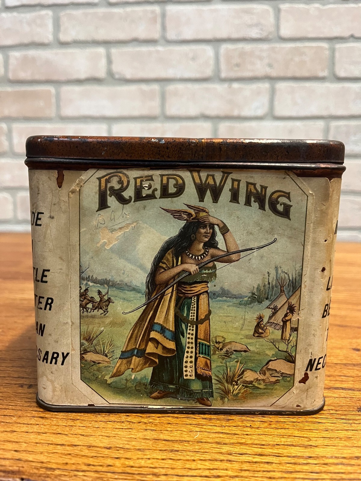 SCARCE Vintage Red Wing Cigar Tin Can Paper Label Litho Ohio 