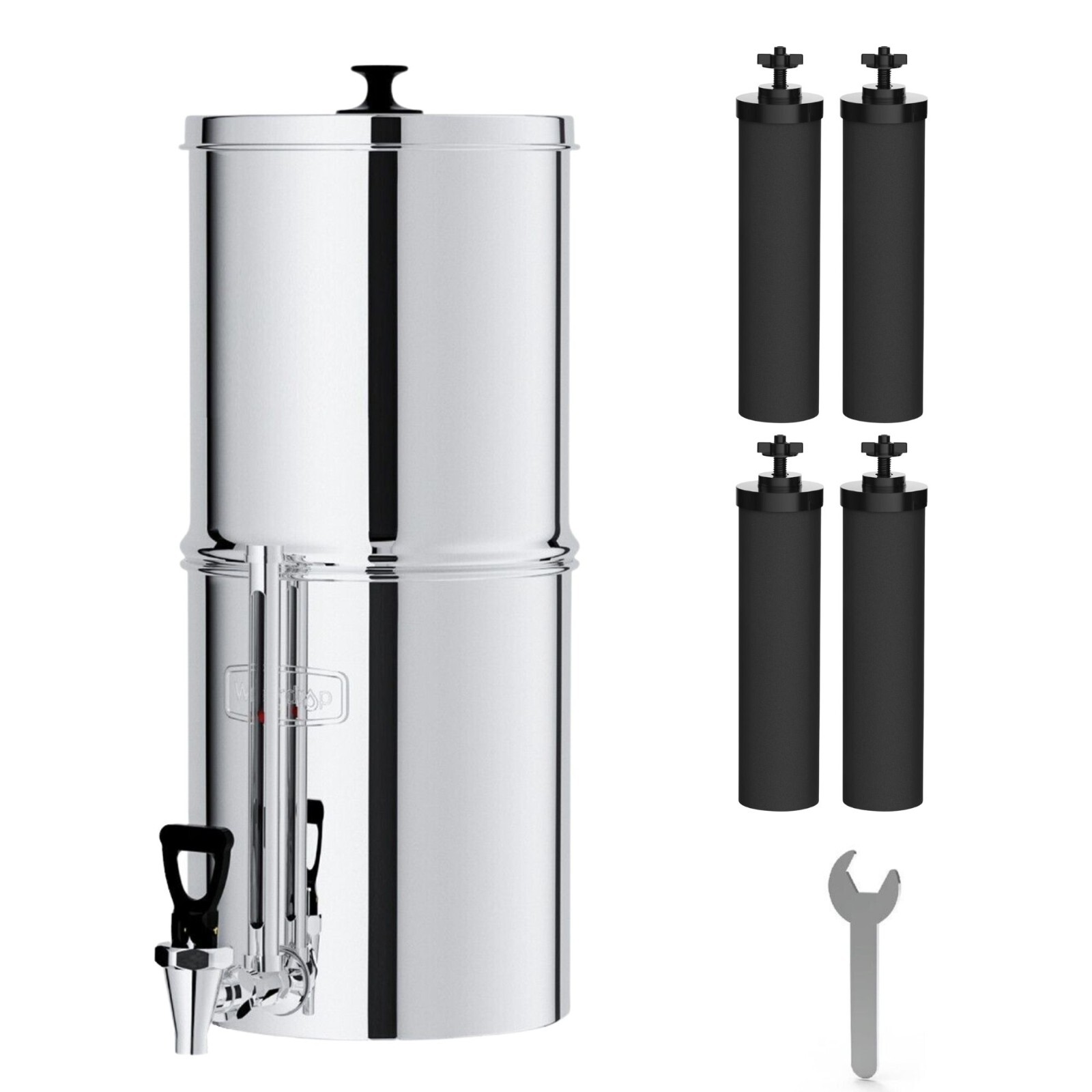 Waterdrop Gravity-fed Water Filter System, with 4 Filters, 2.25G Stainless-Steel Waterdrop Gravity-fed Water Filter System, with 4 Filters, 2.25G Stainless-Steel