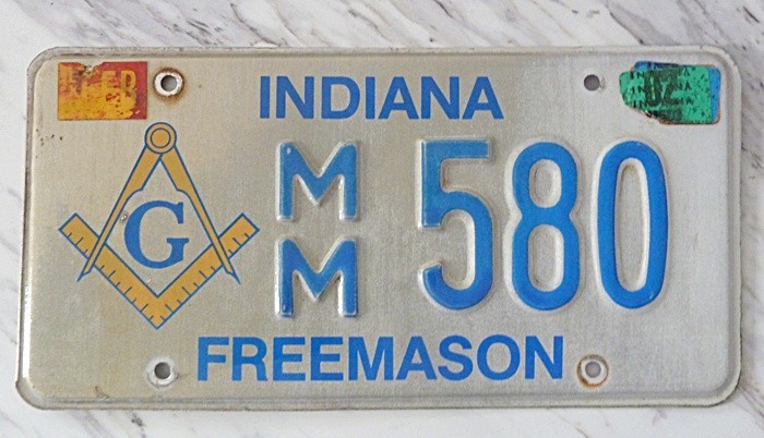 Vintage Indiana Freemason Masonic License Plate MM 580