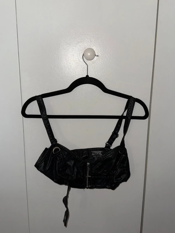 Tripp NYC Black Buckle Zip Crop Top Tripp NYC Black Buckle Zip Crop Top