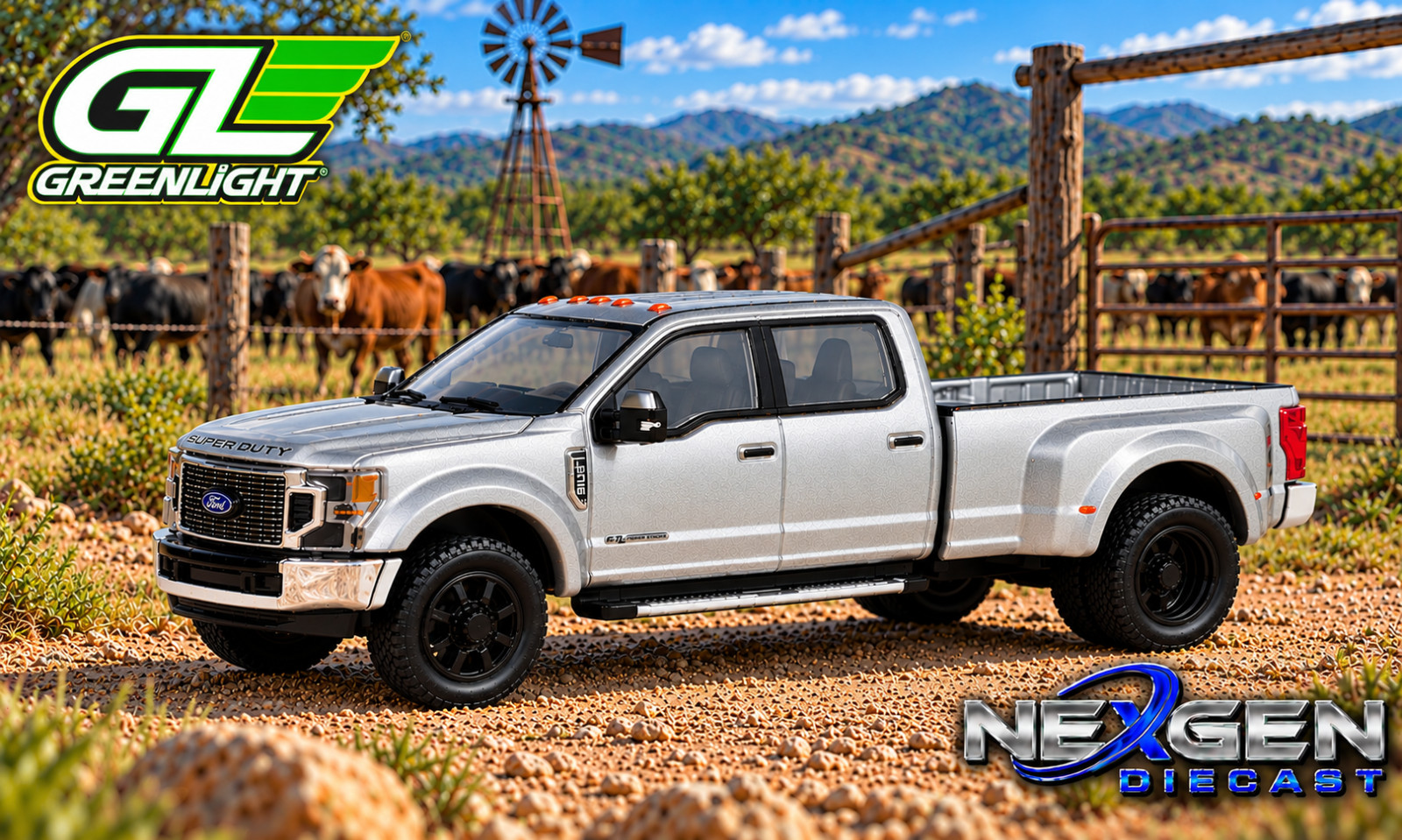 GREENLIGHT 1:64 2022 FORD F-450 SUPER DUTY SILVER TRUCK GL68080-A