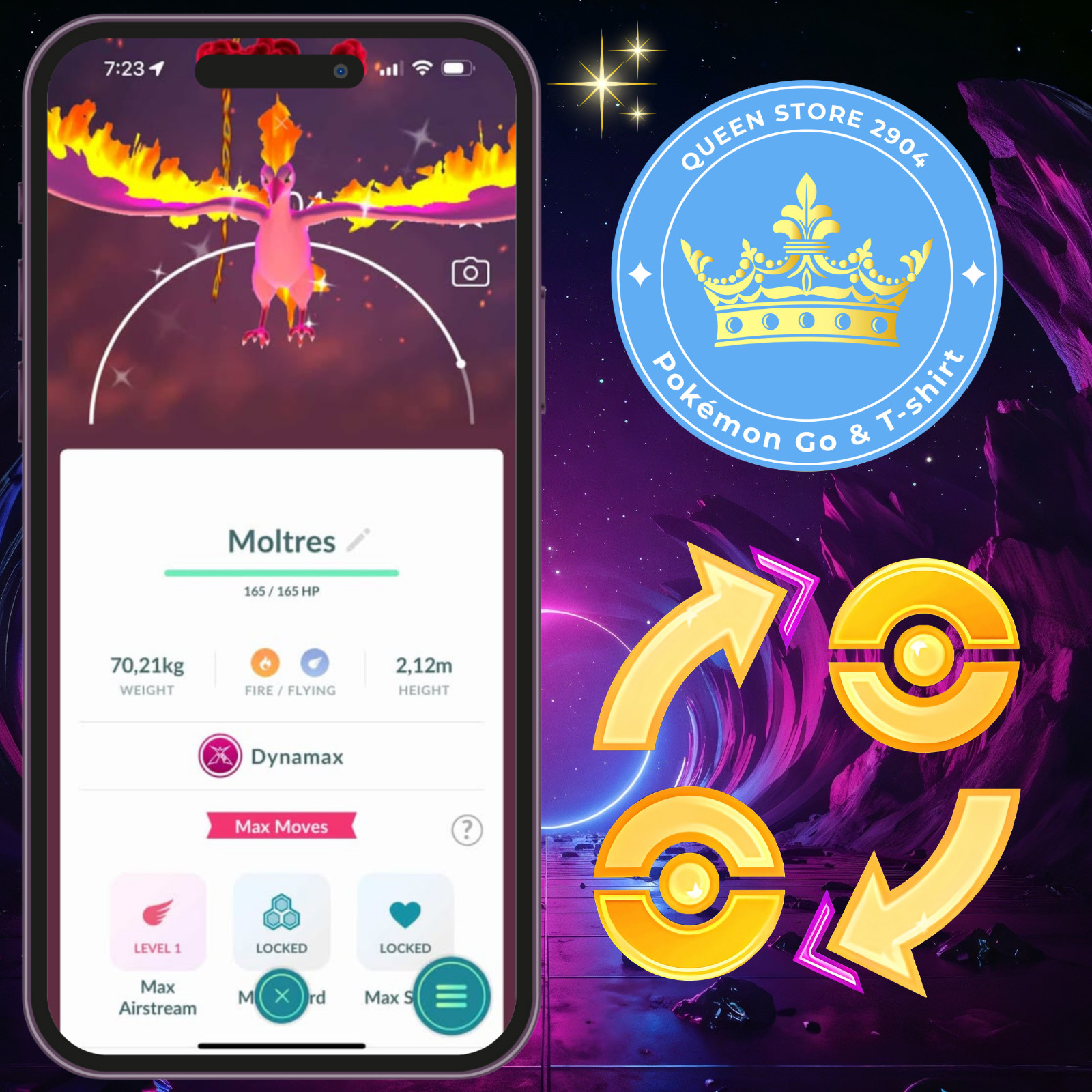 Pokémon TRADE—GO||Shiny Dynamax Moltres | Zapdos | Articuno—20k stardust—Digital