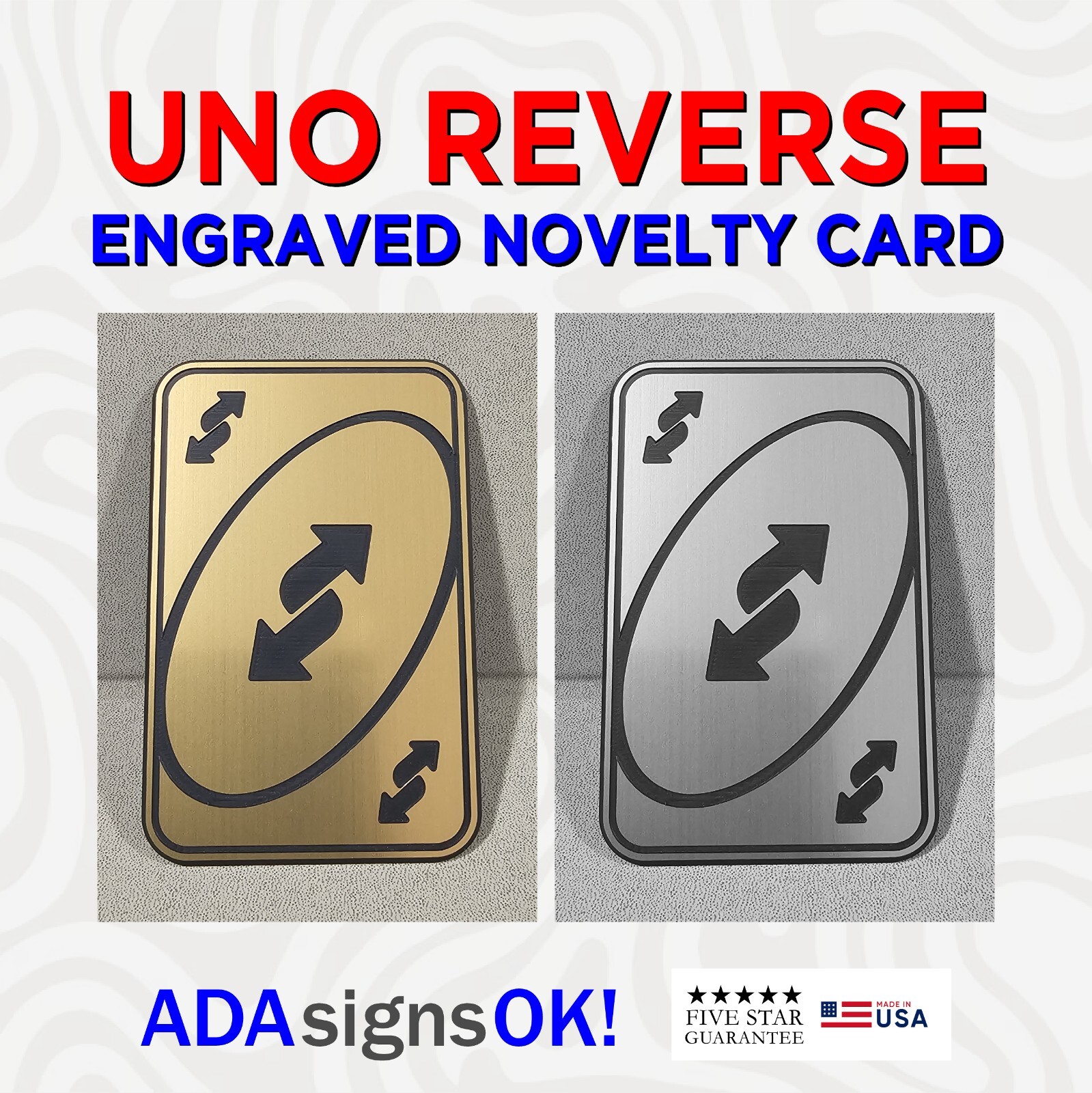 Engraved UNO Reverse Card - Fits in Wallet 2.125\