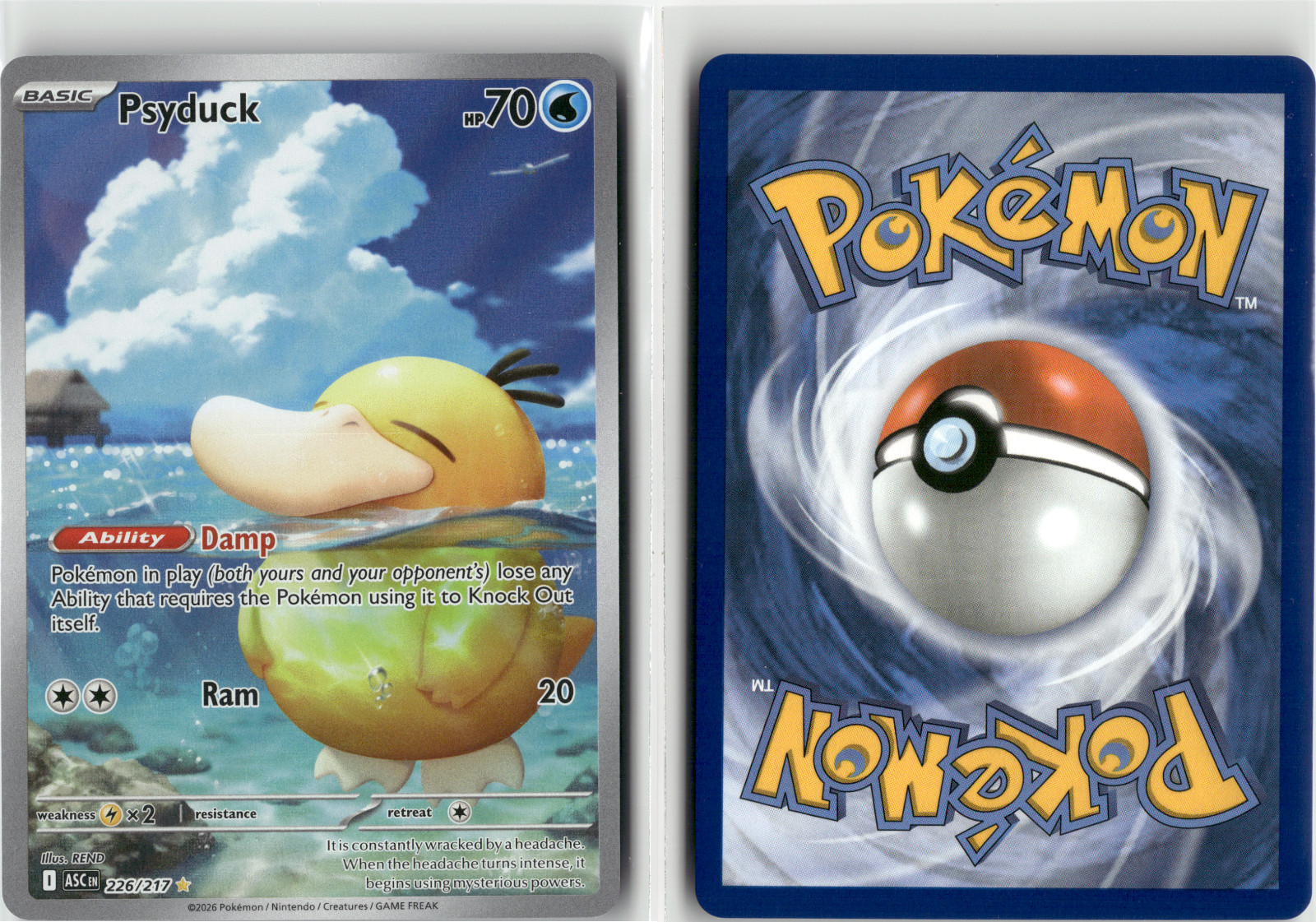 Pokemon Psyduck 226/217 Ascended Heroes Illustration Rare NM Pokemon Psyduck 226/217 Ascended Heroes Illustration Rare NM