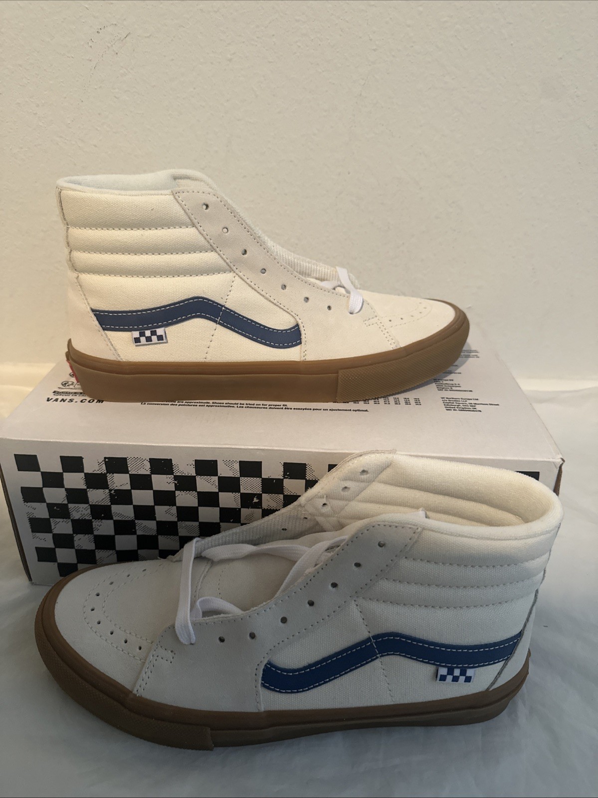 Vans Unisex Sk8 Hi Men’s 10 Marshmallow Blue Gum Ivory Hi Top VN0A2Z33SXO NIB
