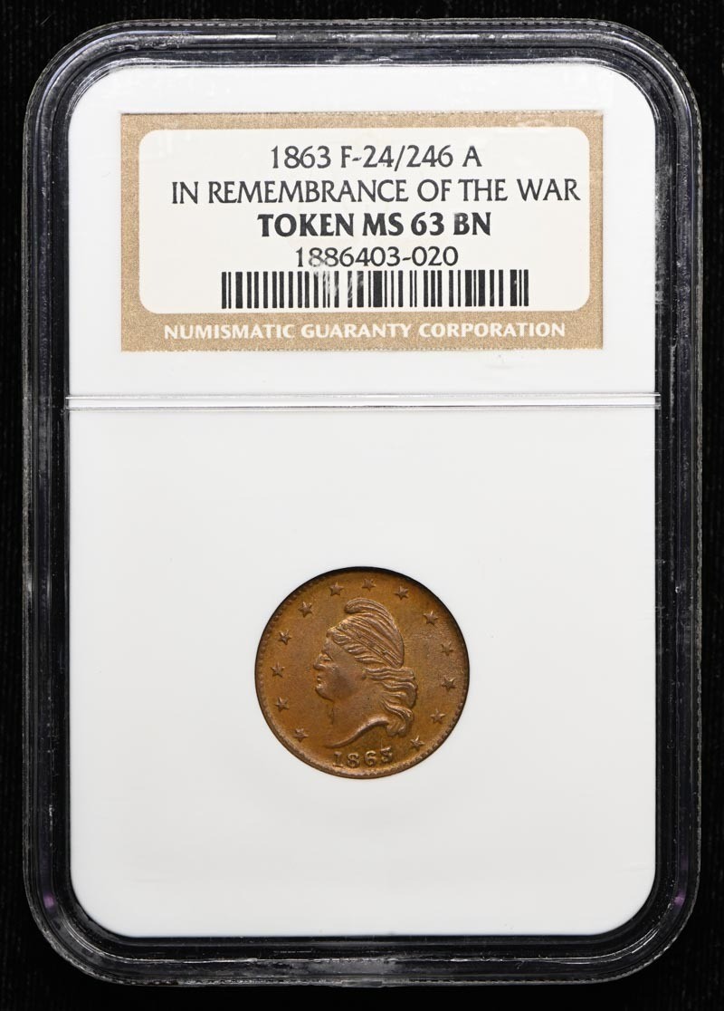 1863-CIVIL WAR CIVIL WAR F-24/246 a REMEMBRANCE OF THE WAR TOKEN NGC MS63BN