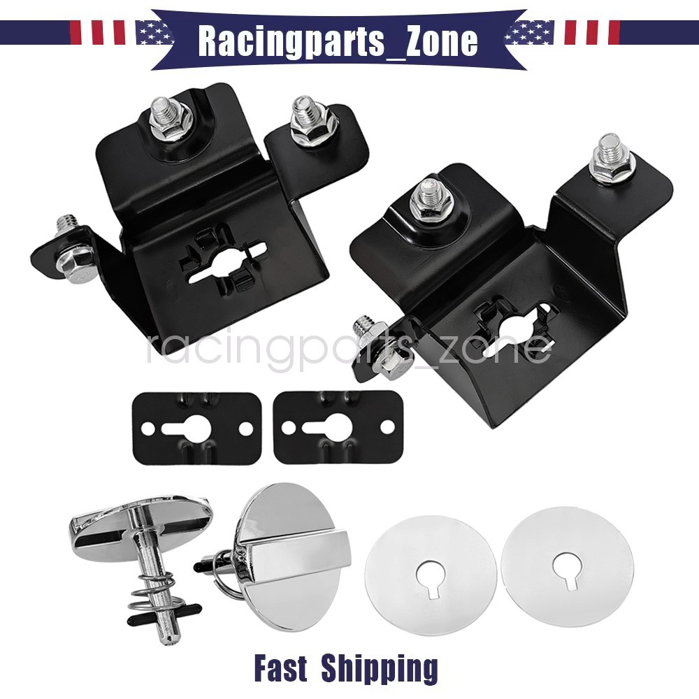 Fits 1970-1972 Cutlass 442 Chrome Hood Lock Pin Bracket & Retainer Set New