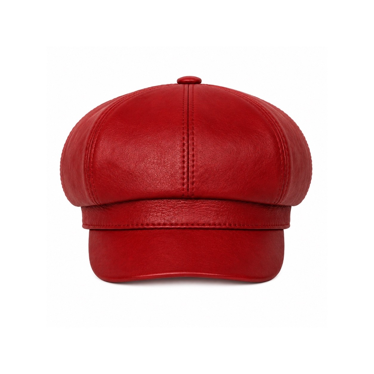 Vintage Real Leather Cabbie Hat - Newsboy Cap