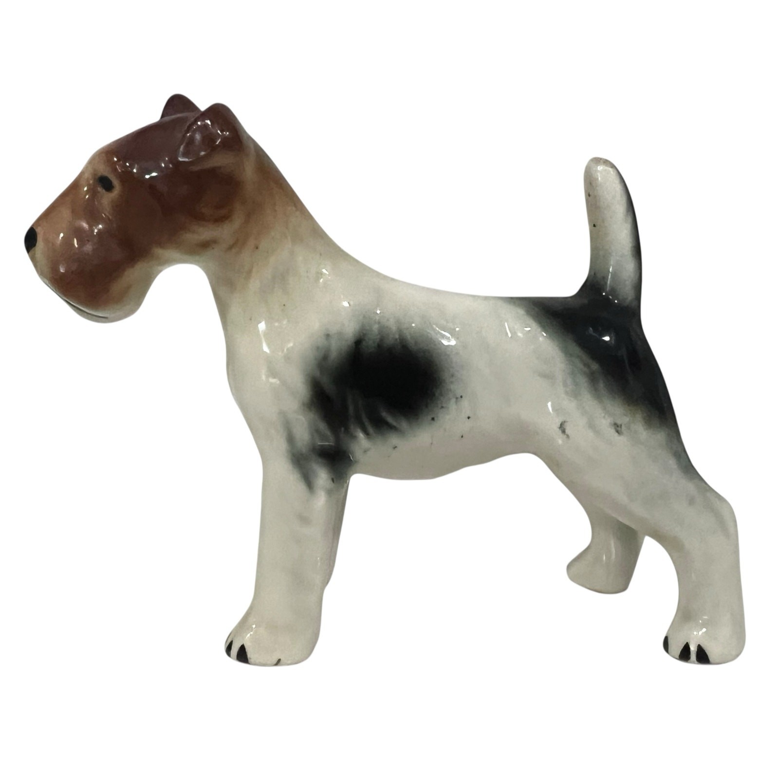 VINTAGE ADORABLE SCRUFFY LOOKING FOX TERRIER DOG PORCELAIN FIGURINE SHELF DECOR