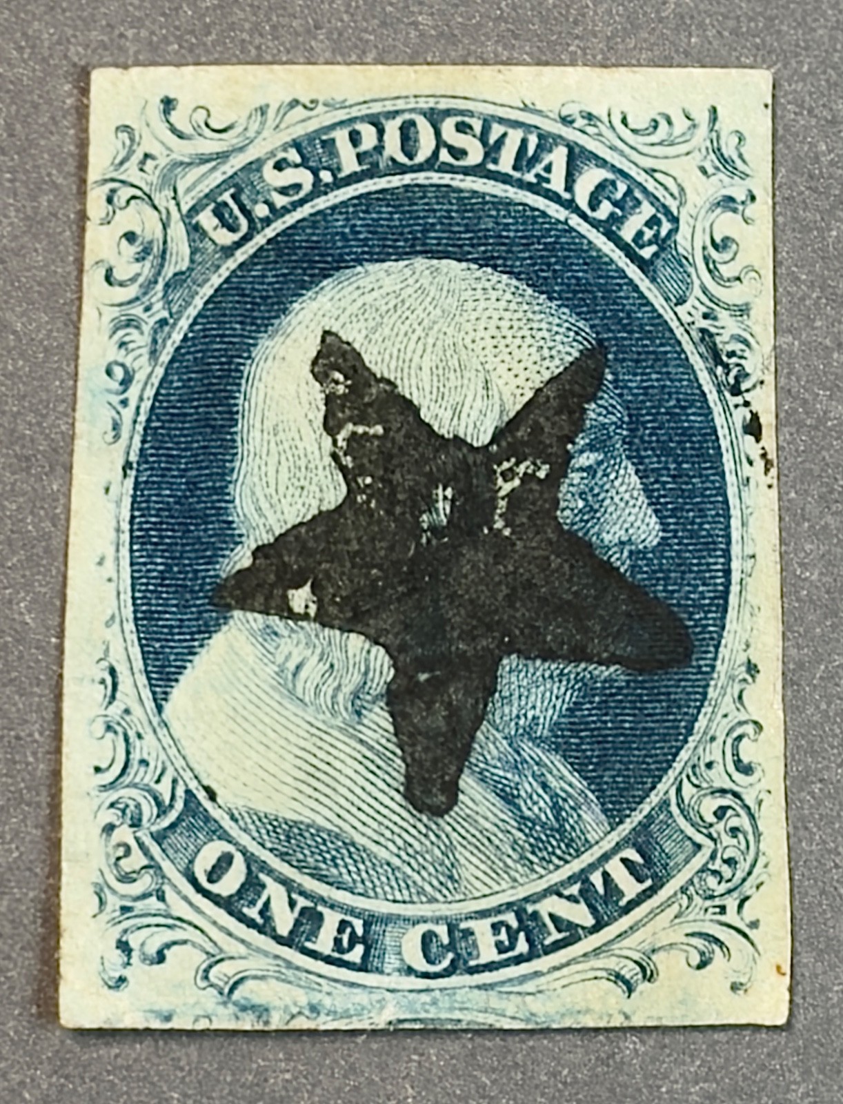 ZVA US Stamp #7 Type ll POS #8L2 Star Cacel, Corner Crease VF CV (397S9)