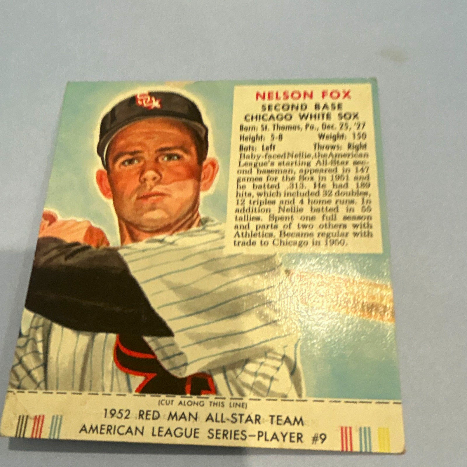 Red Man 1952 All-Star Team AL Series Nelson Fox Chicago White Sox #9