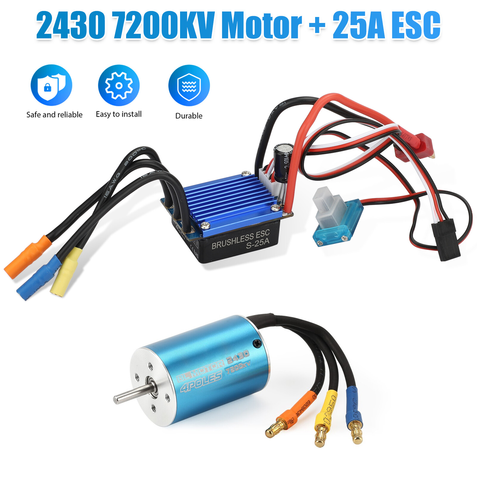 2430 7200KV Waterproof Brushless Motor+ESC Combo Set for 1/18 1/16 RC Car Truck 2430 7200KV Waterproof Brushless Motor+ESC Combo Set for 1/18 1/16 RC Car Truck