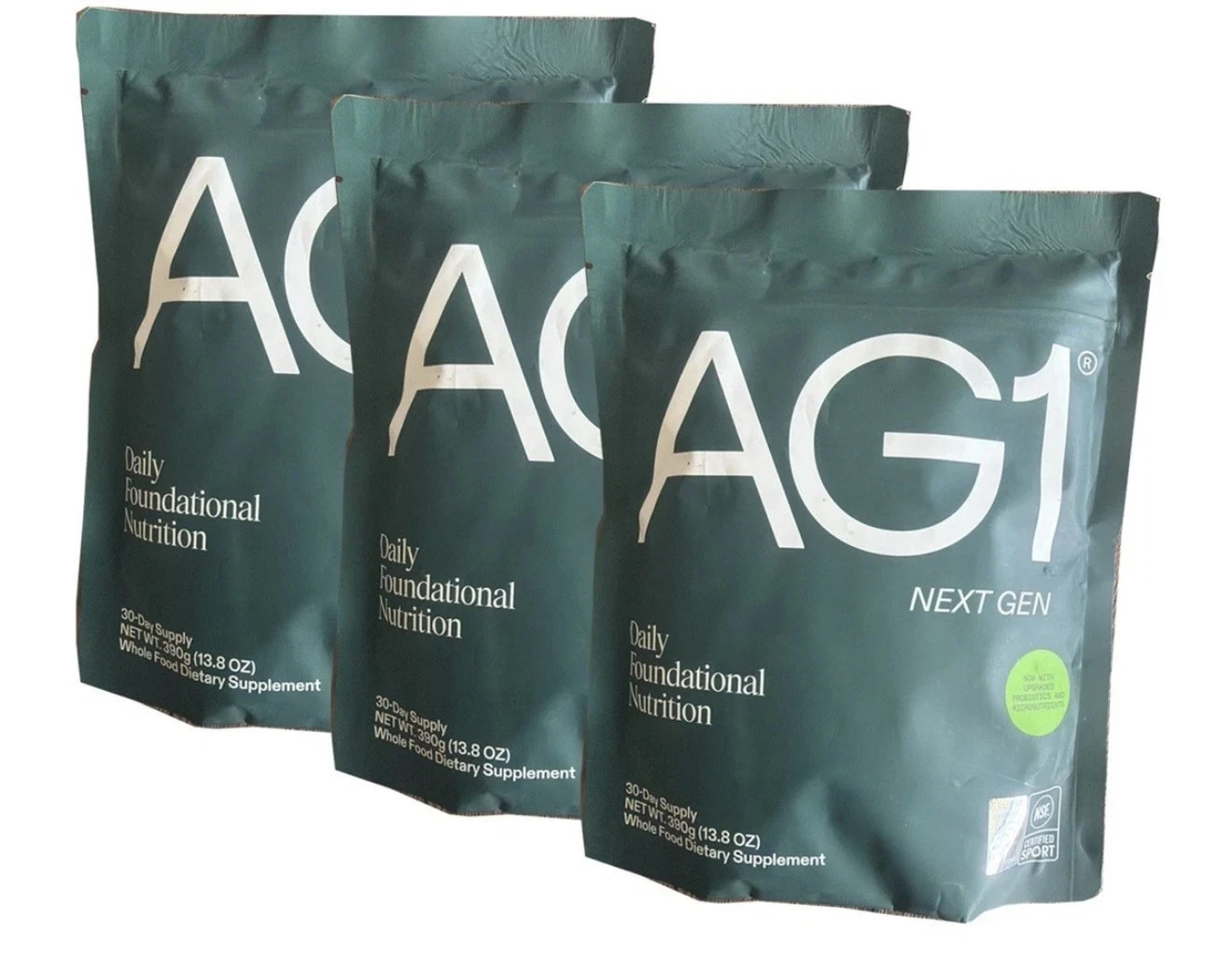 Genuine 3x Bags AG1 Athletic Greens PowderPouch 12.7oz 360g 30 Day Supply 07/28