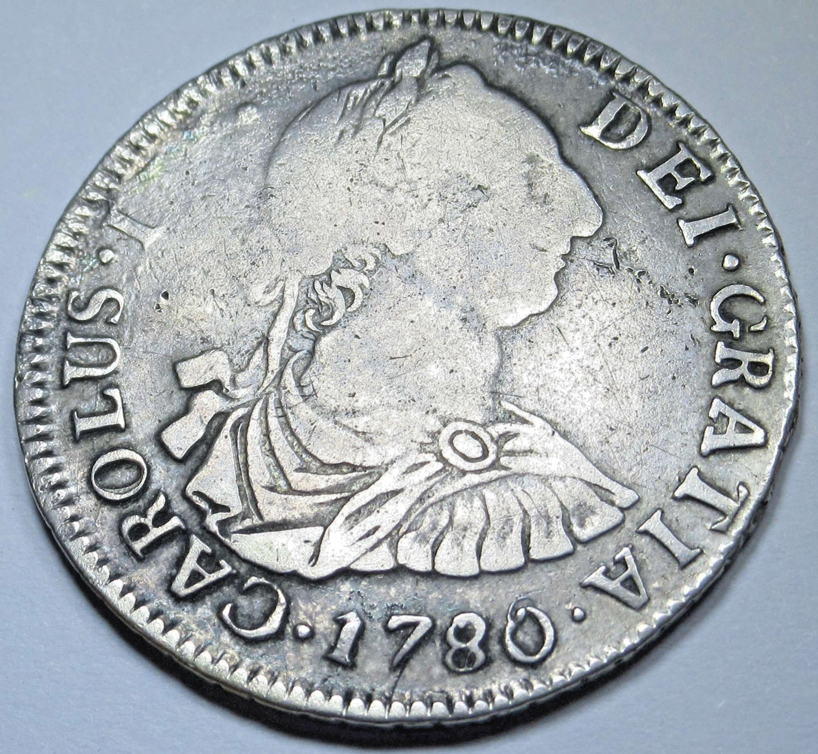 1780/79 Overdate VF-XF Spanish Bolivia 2 Reales 1700\'s Two Bits Mint Error Coin