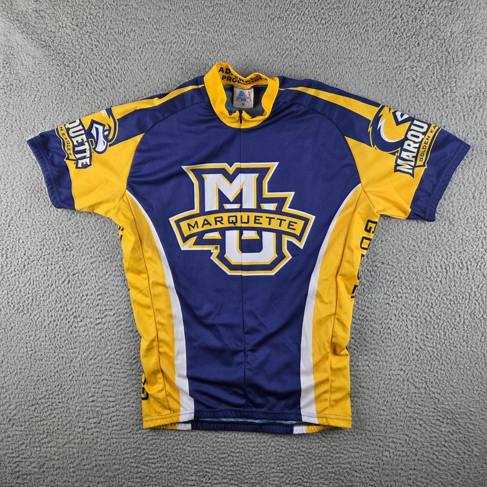 Marquette Adrenaline Promotions Bicycle Cycle Jersey Shirt Men Medium Zipper