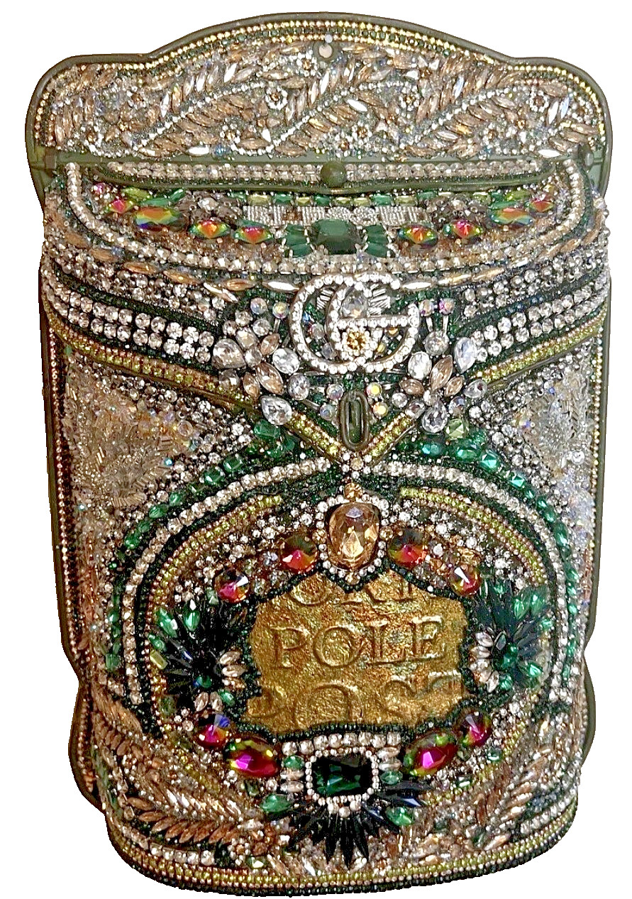 Luxury Crystal Embellished Planter OOAK Bag Inspired Statement Decor