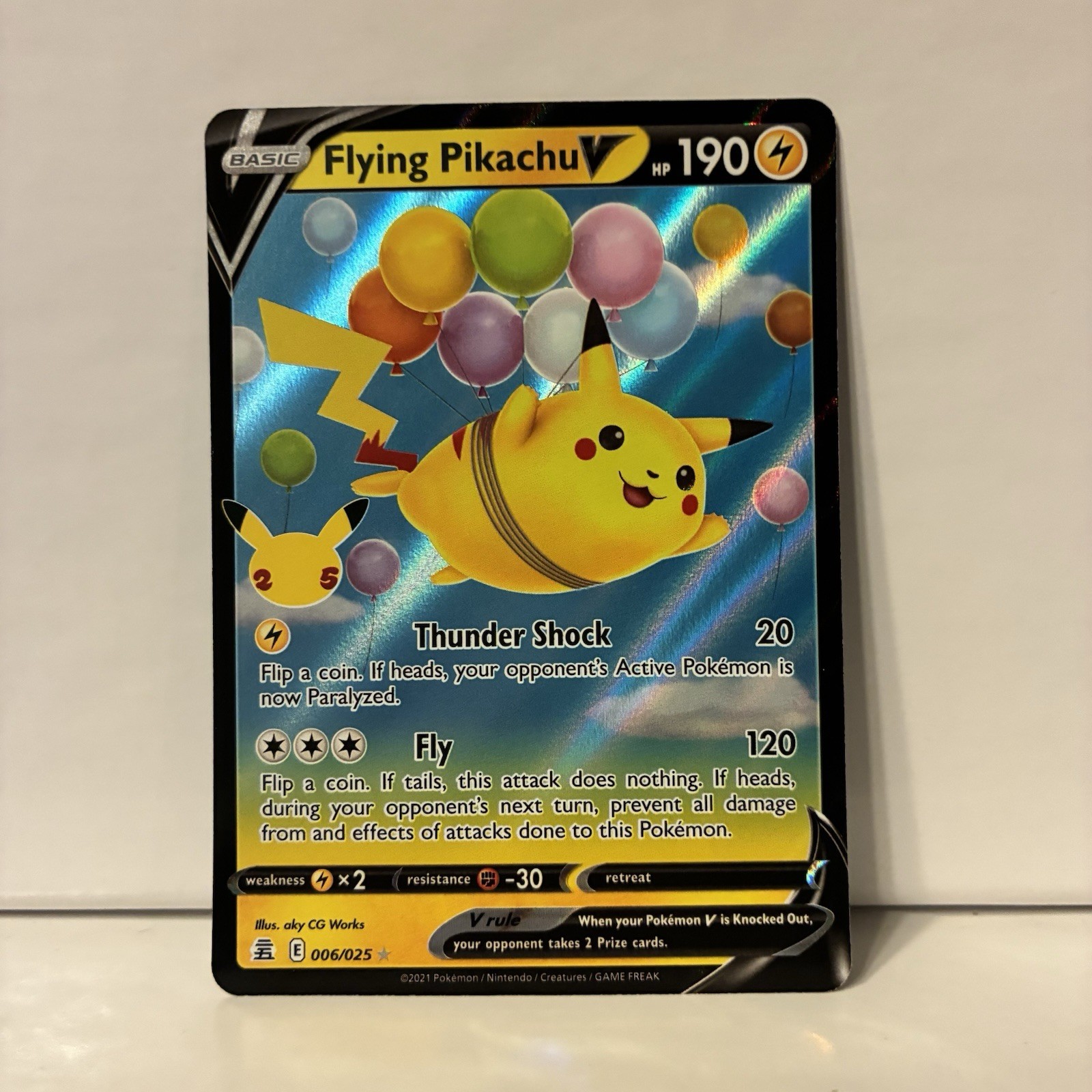 Flying Pikachu V Celebrations 006/025 Ultra Rare Full Art Holo 190 HP EN