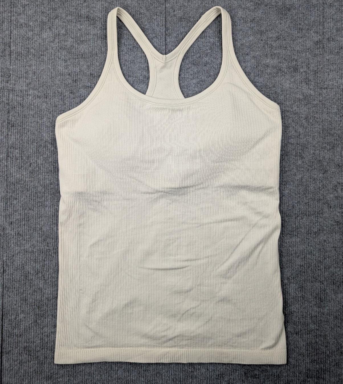Lululemon Ebb To Street Tank Womens 12 Ribbed Athletic Racerback Shelf Bra Ivory