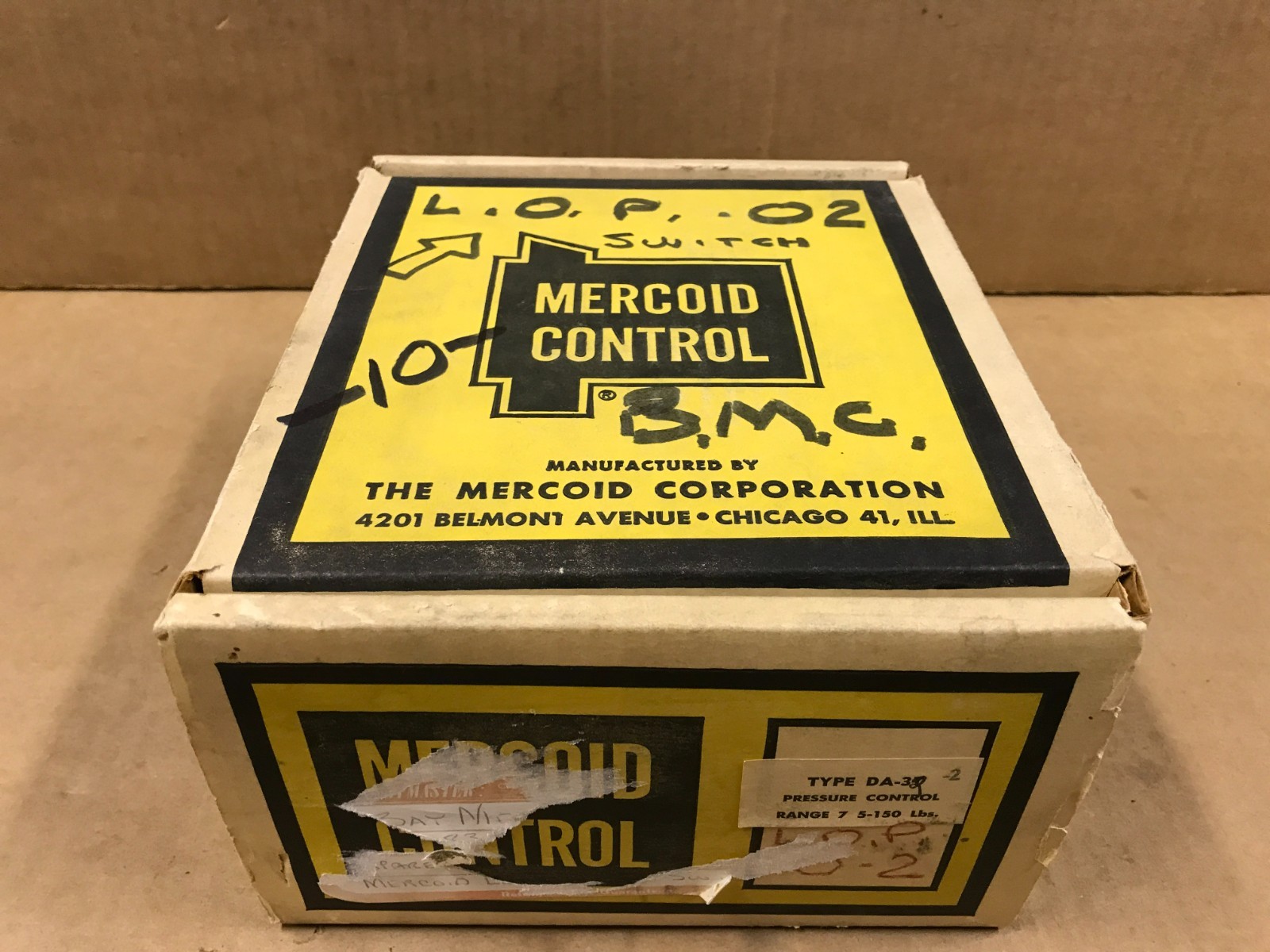 Vintage Mercoid Control - Pressure Control Switch - #9-51, LOP O-2 Vintage Mercoid Control - Pressure Control Switch - #9-51, LOP O-2