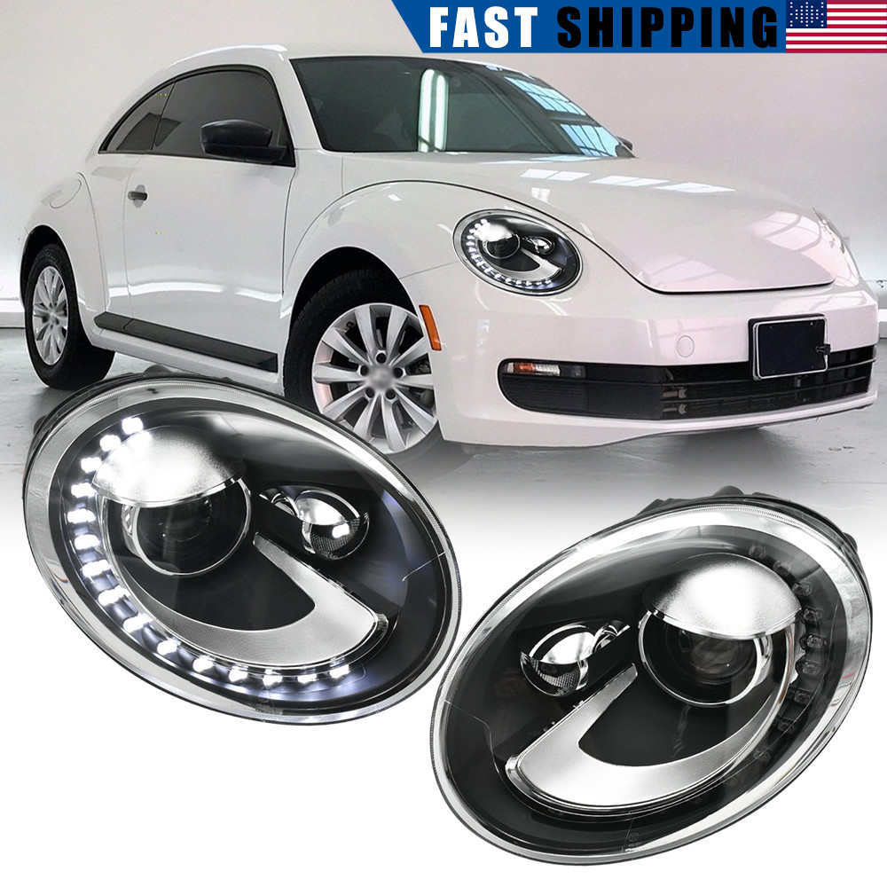 For 2013-2019 Volkswagen Beetle 2X Projector LED Headlights Headlamps Left+Right