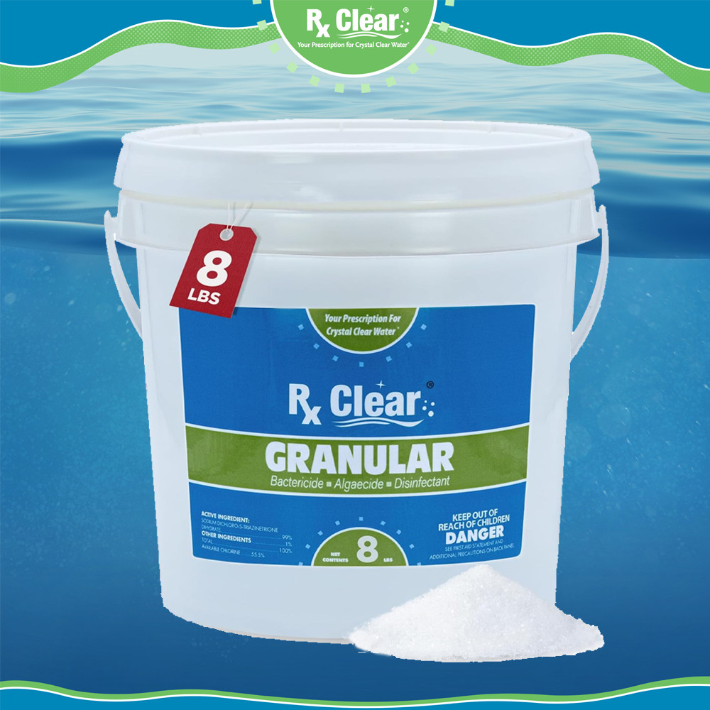 Rx Clear 99.3% Sodium Di-Chlor Granular Swimming Pool Chlorine - Choose Size