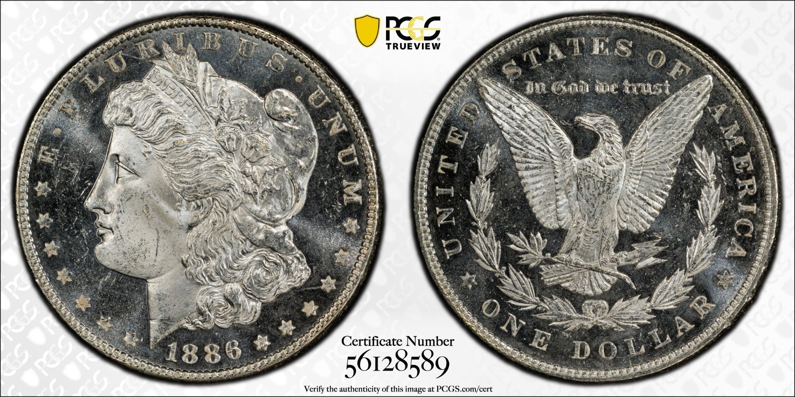 1886 (P) PCGS Morgan Silver Dollar MS65DMPL MS-65 Deep Mirror Prooflike