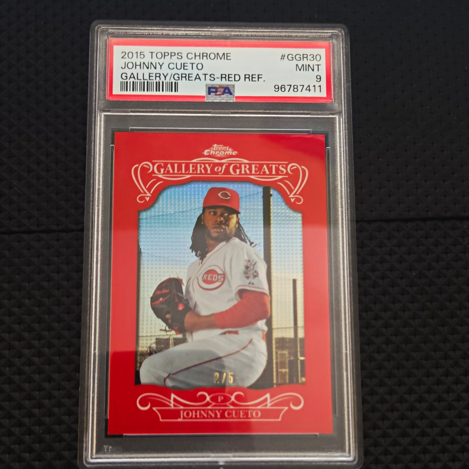 Topps Chrome 2015 Gallery of Greats Johnny Cueto Red Refractor /5 PSA 9 REDS Topps Chrome 2015 Gallery of Greats Johnny Cueto Red Refractor /5 PSA 9 REDS