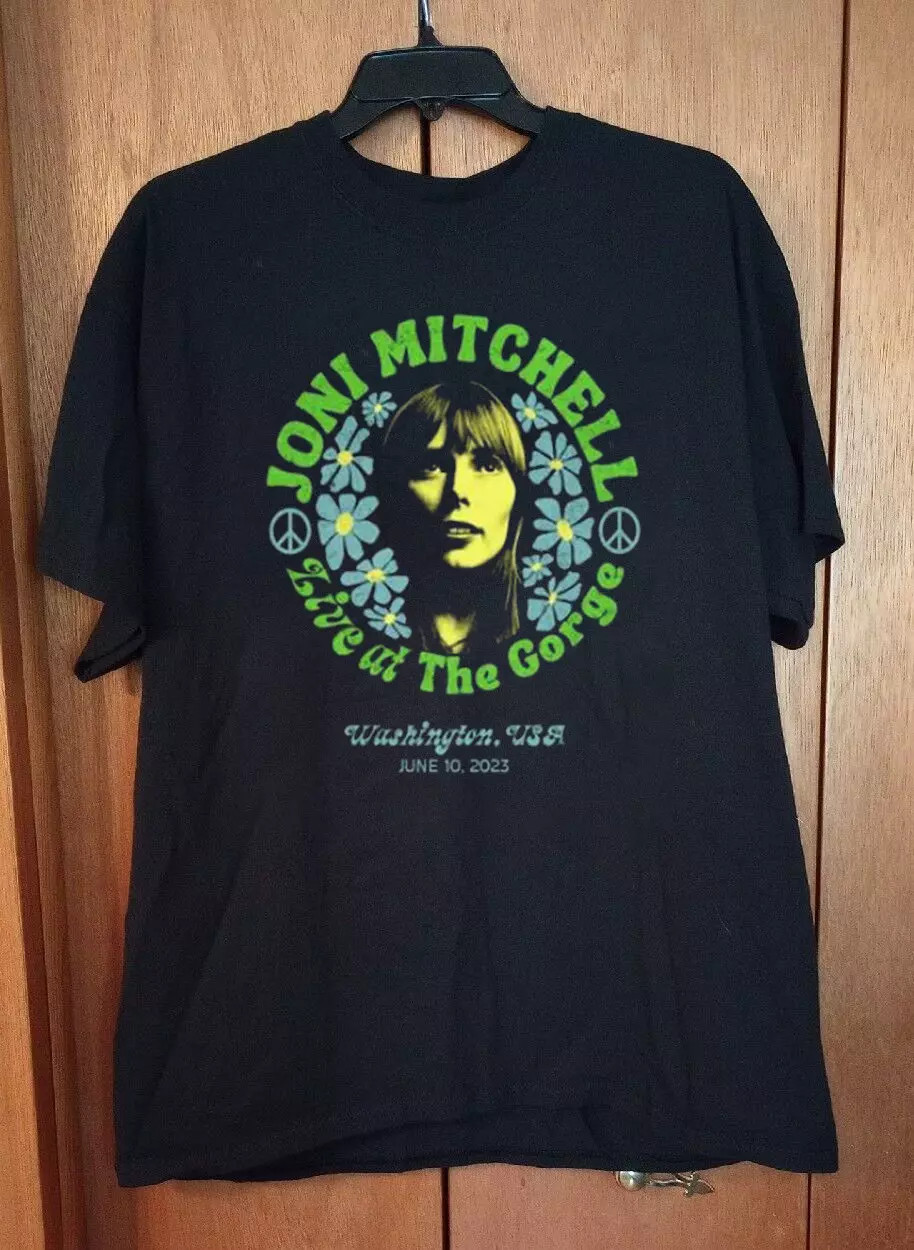 Joni Mitchell Live At The George Black T Shirt Full Size S-5XL Joni Mitchell Live At The George Black T Shirt Full Size S-5XL
