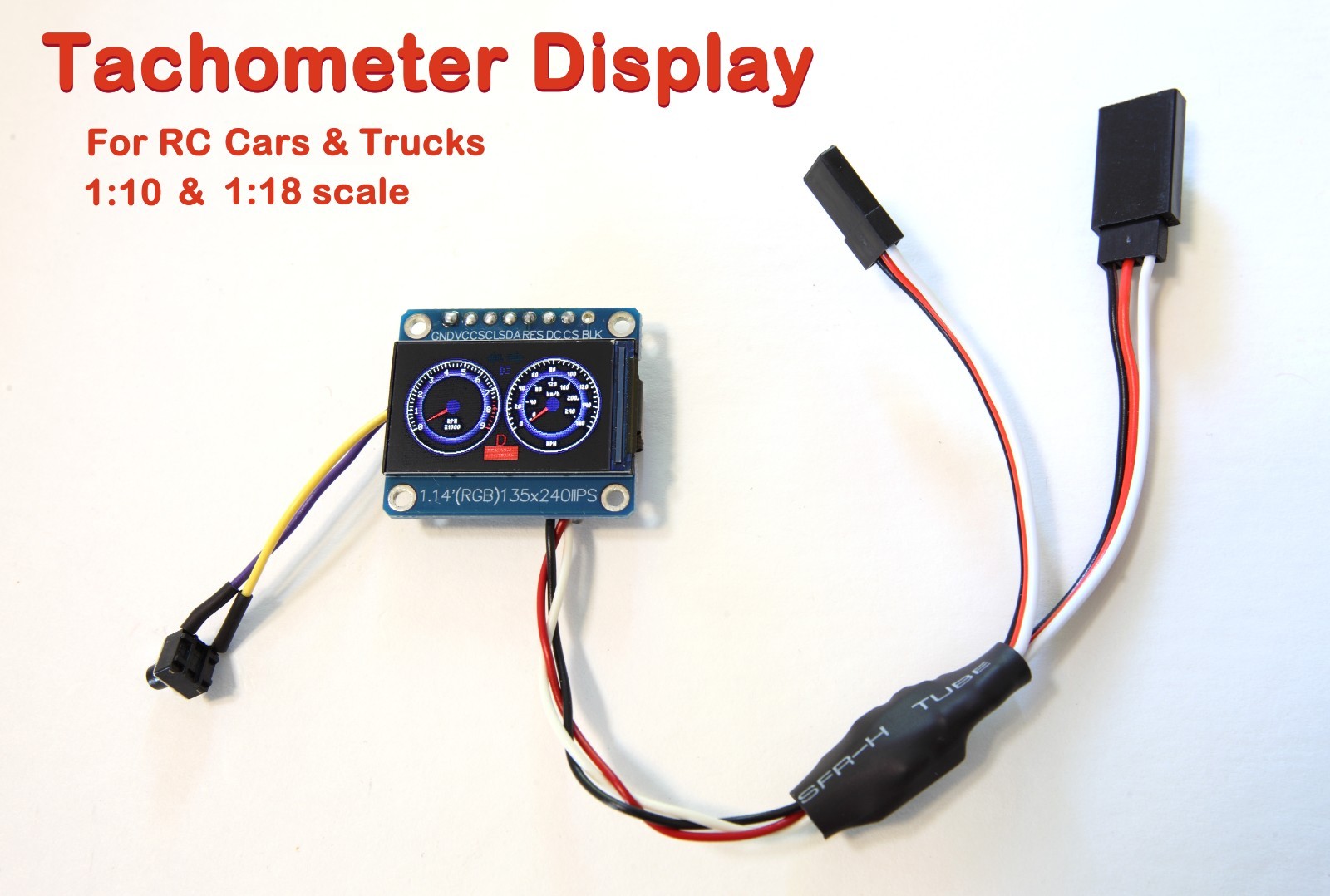 RC Accessories Functional Tachometer  LCD Display 1.14inch, RPM & Speed Gauge.