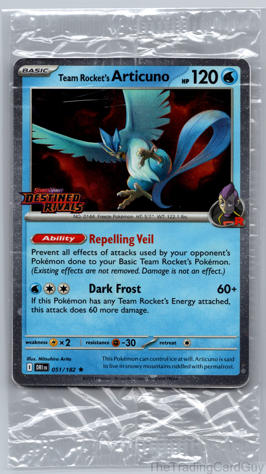 Team Rocket\'s Articuno 051/182 Destined Rivals Best Buy Promo Stamped SEALED NM