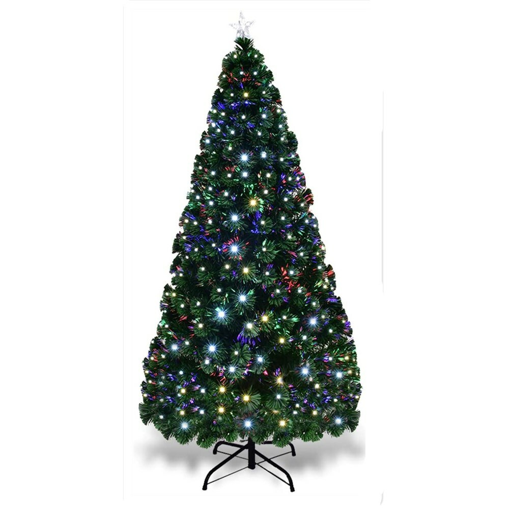 4 5 6 7FT Pre-Lit Fiber Optic Artificial Christmas Tree w/ Multicolor LED Lights