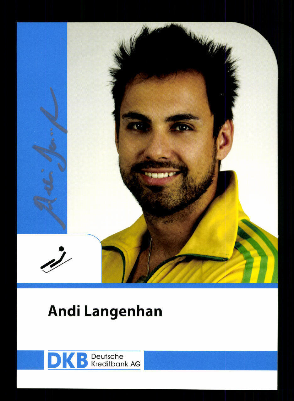 Andi Langenhan Autograph Card Original Signed Tobogganing + A 211135