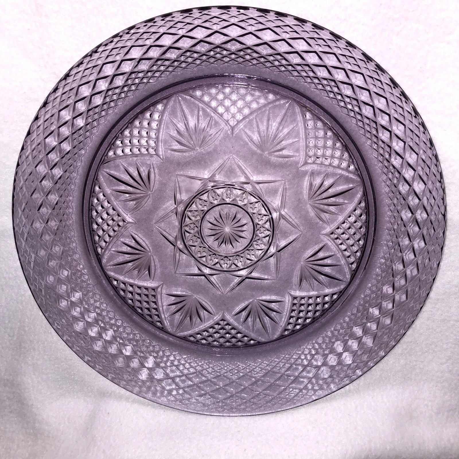 3 Vintage Cristal D\'Arques Durand Amethyst Purple Salad Lunch Plates 8”