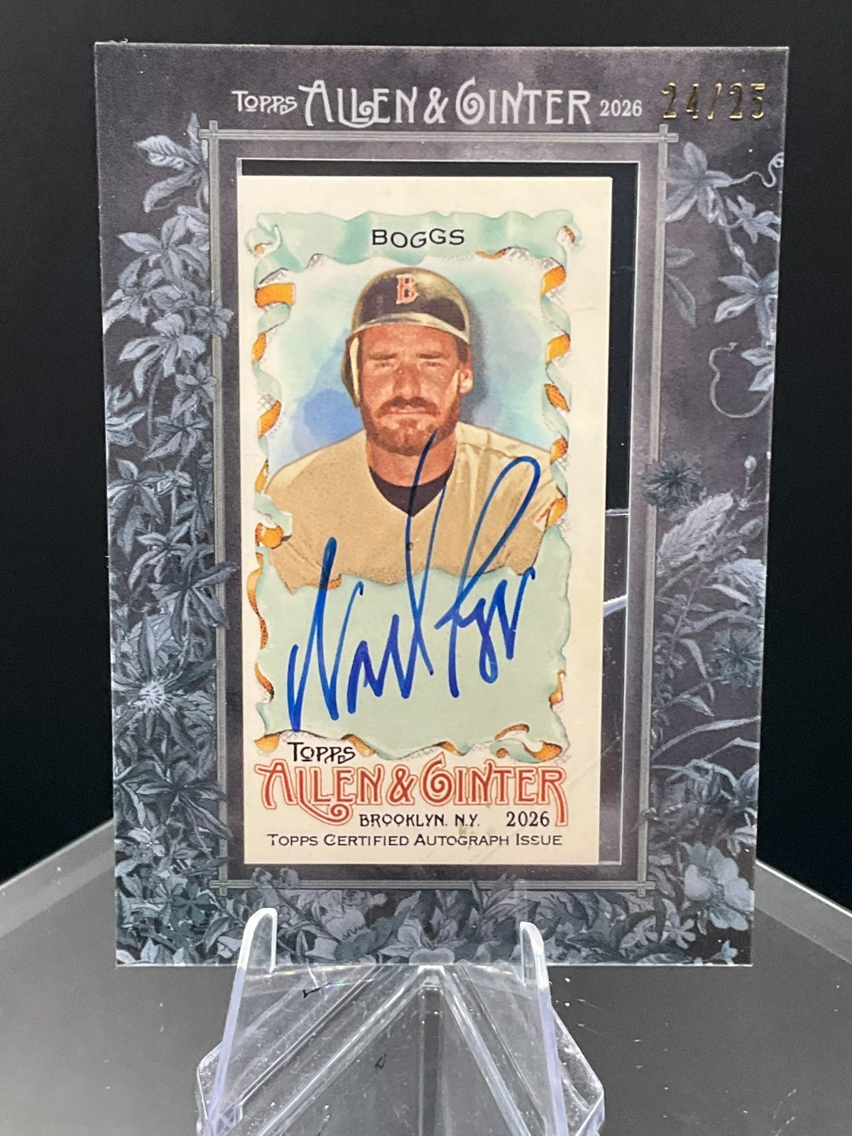 2026 Topps Allen & Ginter MINI FRAMED ON CARD AUTO Wade Boggs Black 24/25