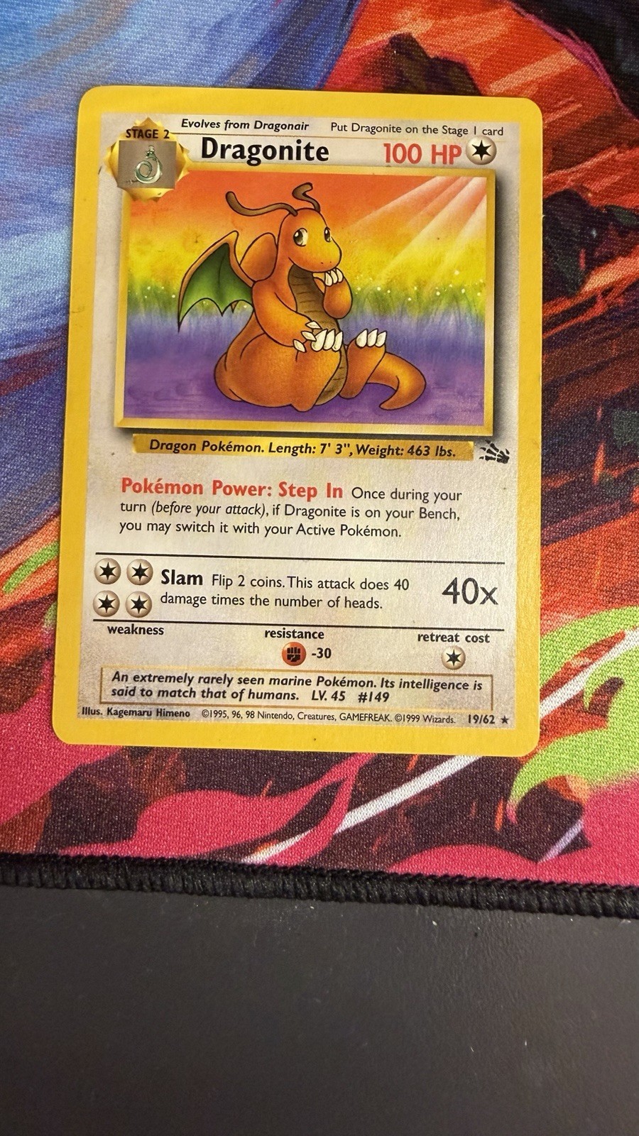 Wizards of the Coast Pokemon TCG Dragonite 19/62 Fossil NON Holo Rare Stage 2