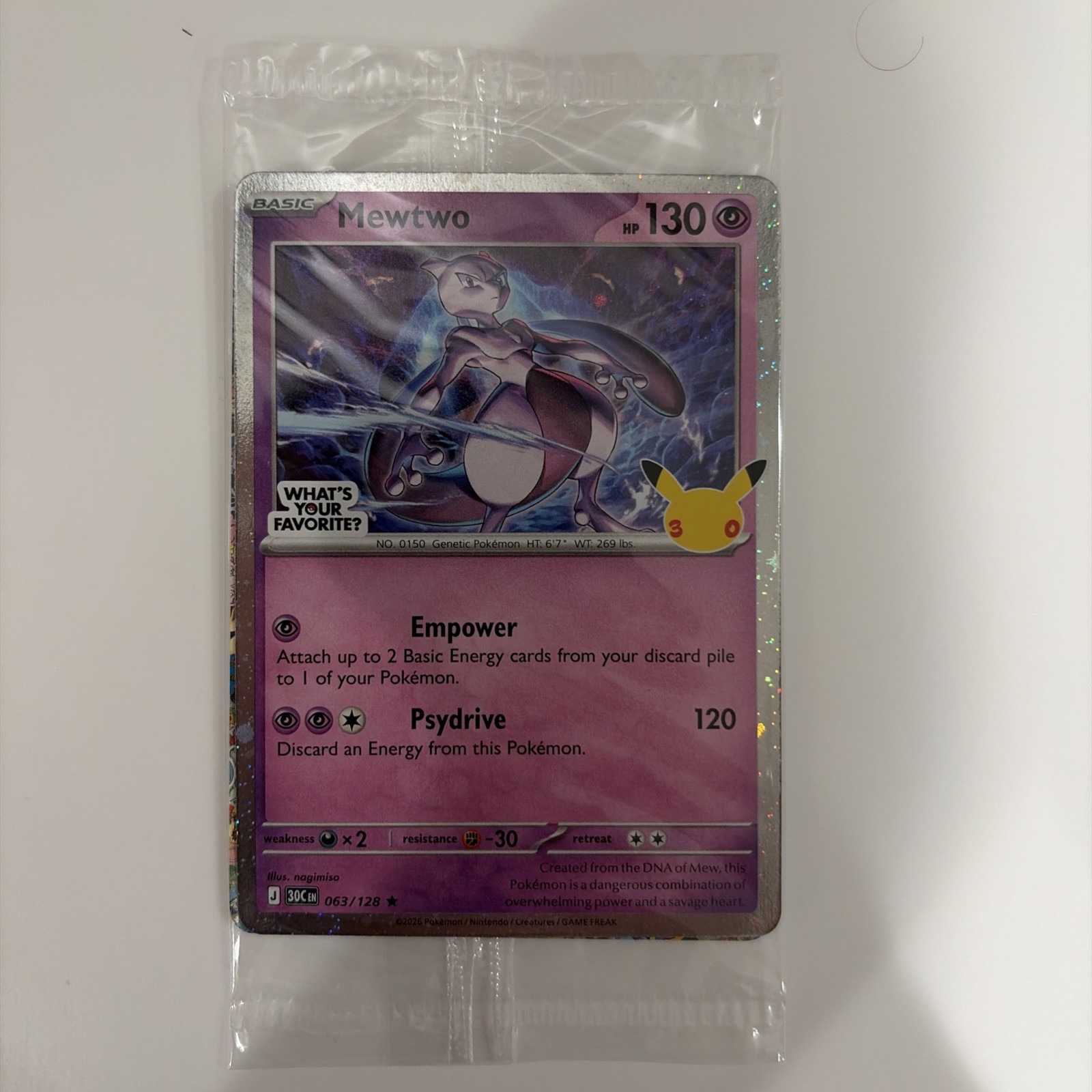Mewtwo Pokemon Promo Family Event 30th Anniversary “Whats Your Favorite” Sealed