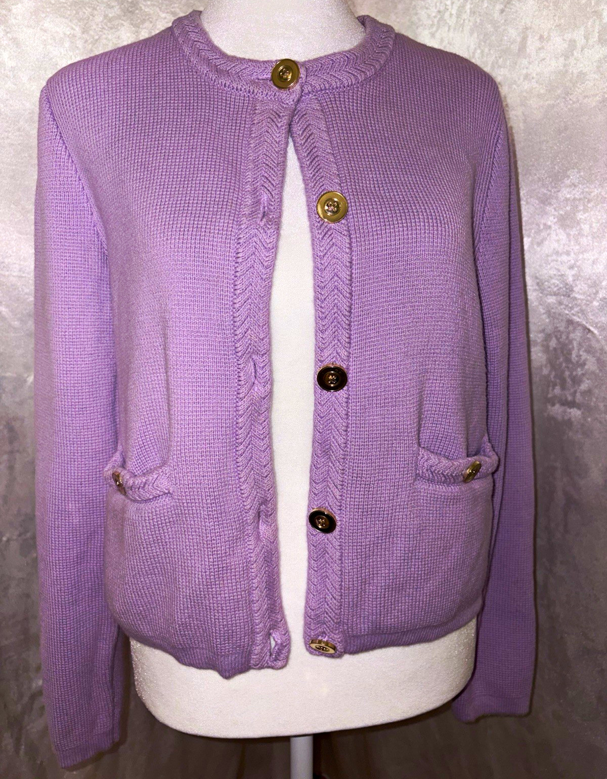 J.CREW Purple Knit Button Front Cardigan Sweater w/ Pockets Crew Neck S J.CREW Purple Knit Button Front Cardigan Sweater w/ Pockets Crew Neck S
