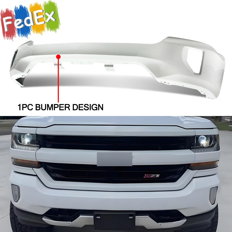 Steel Summit White Front Bumper W/ Fog Hole Fits Chevy Silverado 1500 2016-2018 Steel Summit White Front Bumper W/ Fog Hole Fits Chevy Silverado 1500 2016-2018