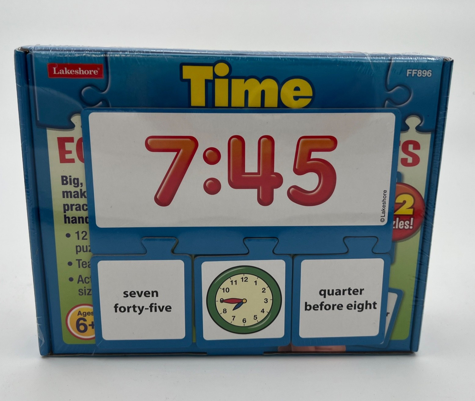 Lakeshore DISCONTINUED Time Equivalency FF896 BRAND NEW 12 Four-Piece Puzzles