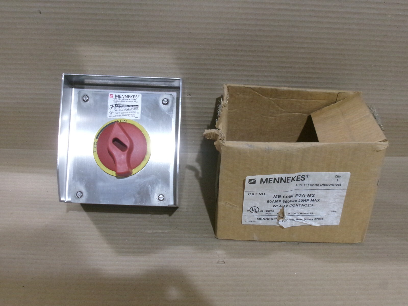 NEW MENNEKES ME60SLP2A-M2 60AMP 3PH 600V 20HP SPEC GRADE DISCONNECT