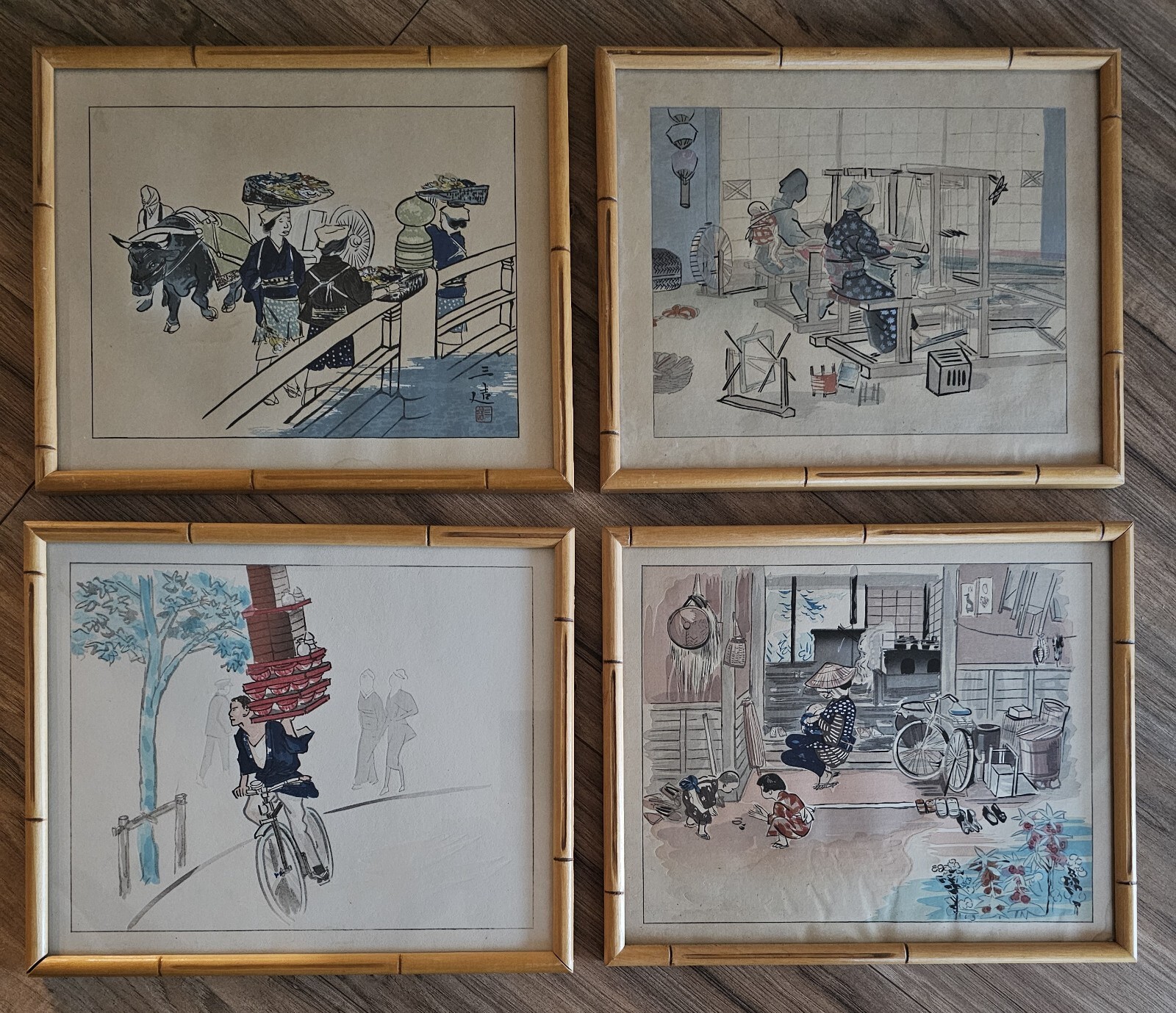 Rare 1940s Original Sanzo Wada Japanese Woodblock Set Of Prints Showa Era Signed Rare 1940s Original Sanzo Wada Japanese Woodblock Set Of Prints Showa Era Signed