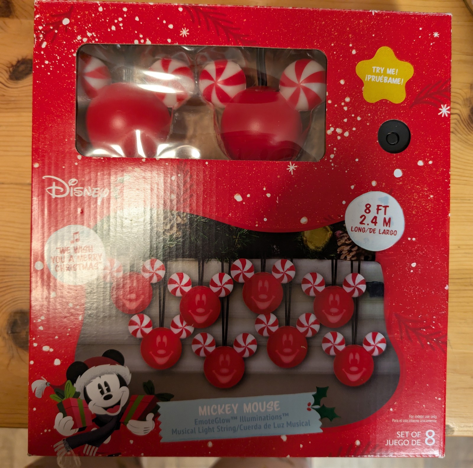 RARE Gemmy Disney Mickey Mouse Musical Singing Christmas Lights String 8 Ft NEW