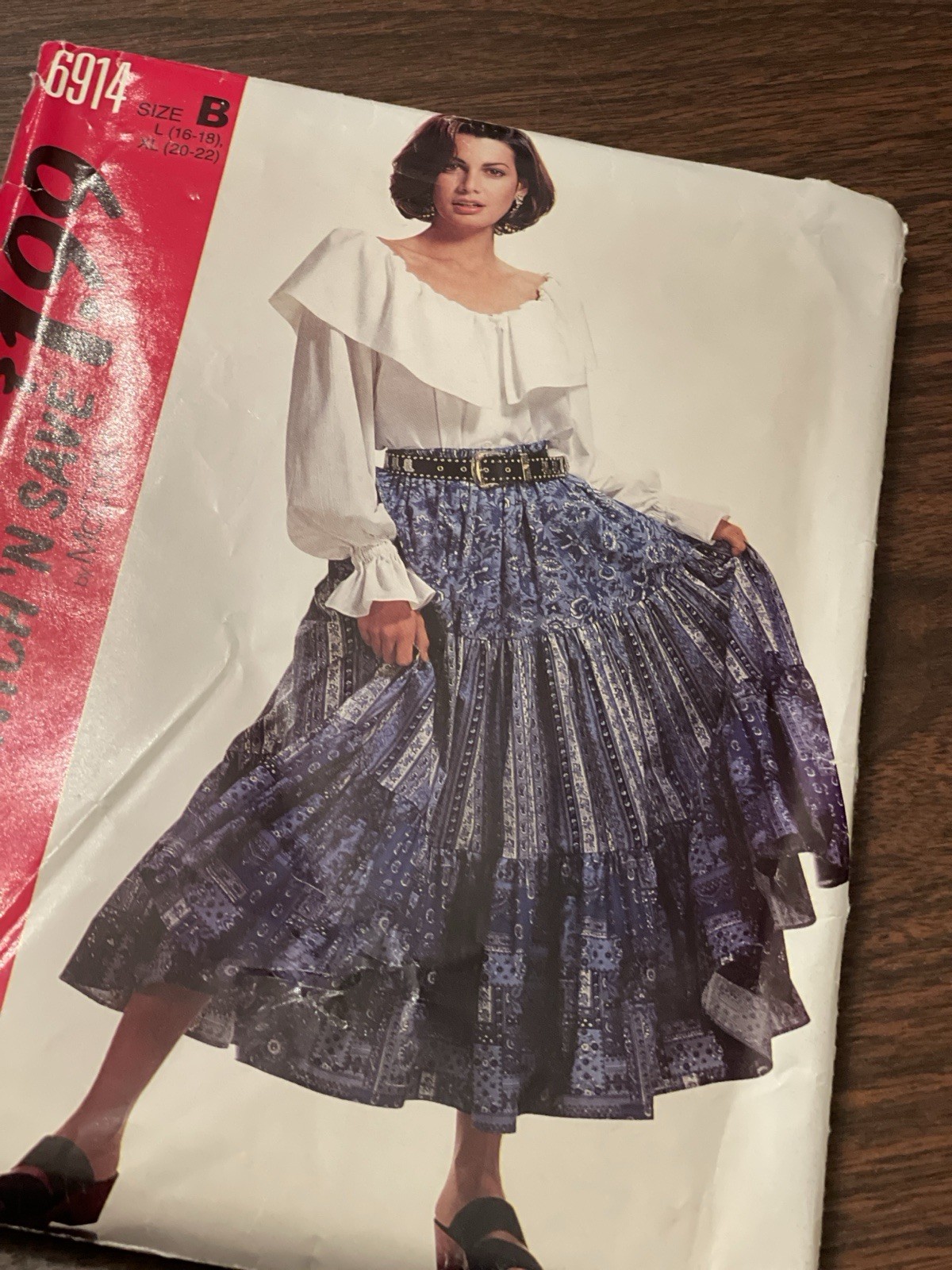 Easy McCall Stitch \'N Save McCalls 6914 Misses Blouse  Tiered Skirt Sizes L-XL
