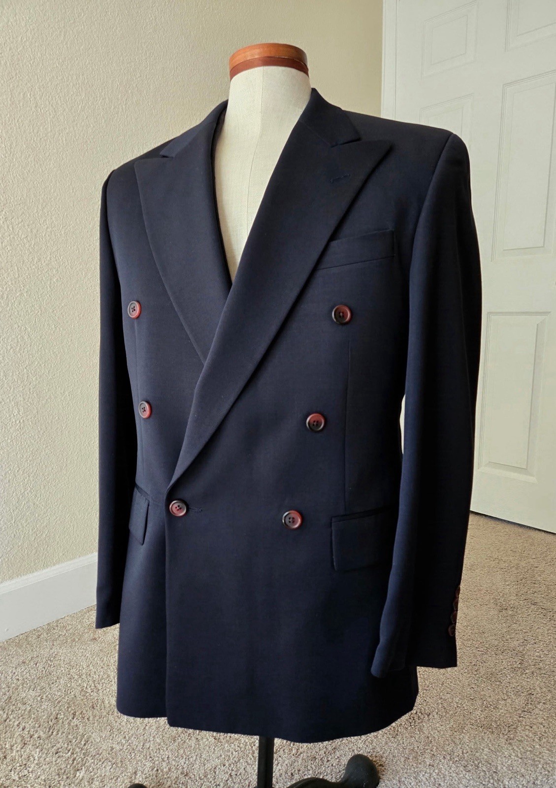 Vtg Polo Ralph Lauren Blazer Sport Coat “Mint” 40R Navy Wool Double Breasted.
