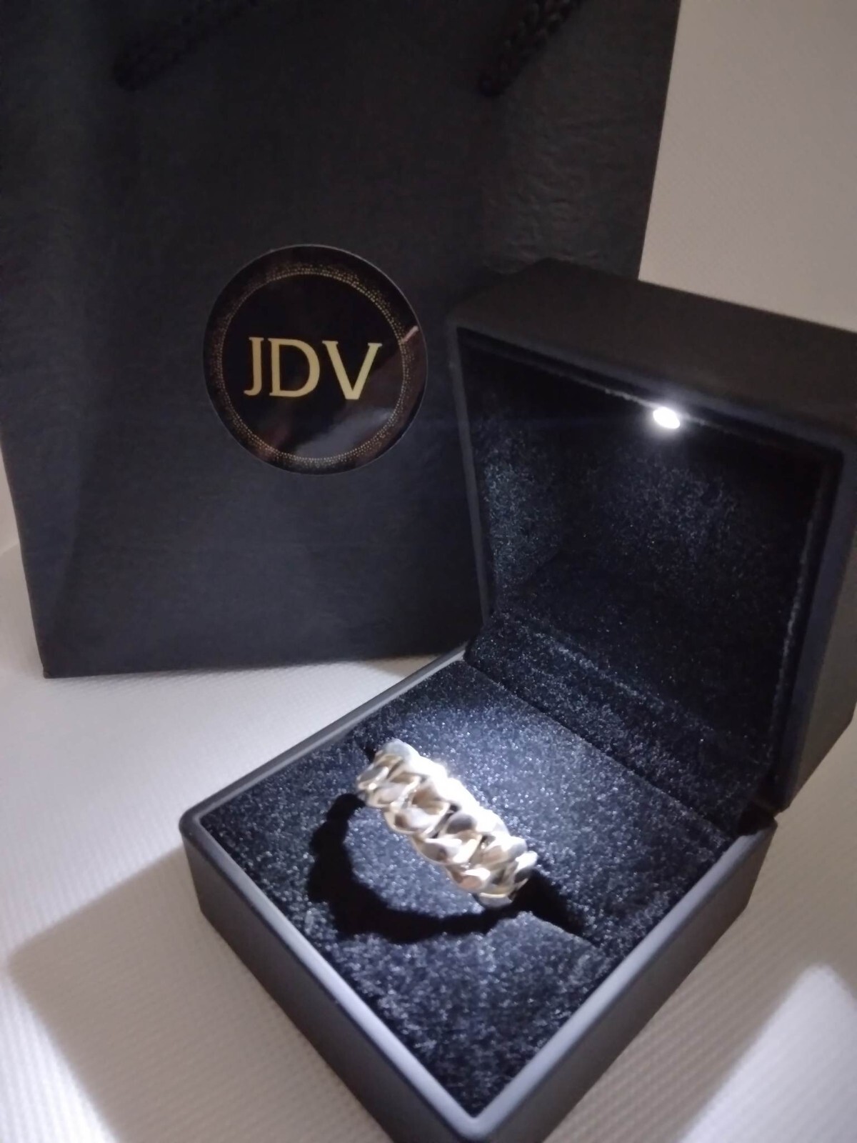 Hand Crafted-Traditional Cuban Chain Link Ring Sterling Silver .925