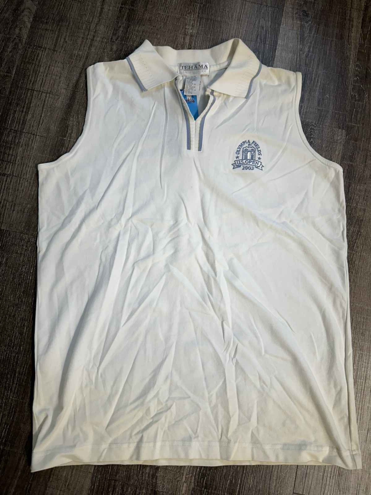 NWT Vintage Tehama 2003 US Open Olympia Fields Sleeveless Golf Polo Shirt M